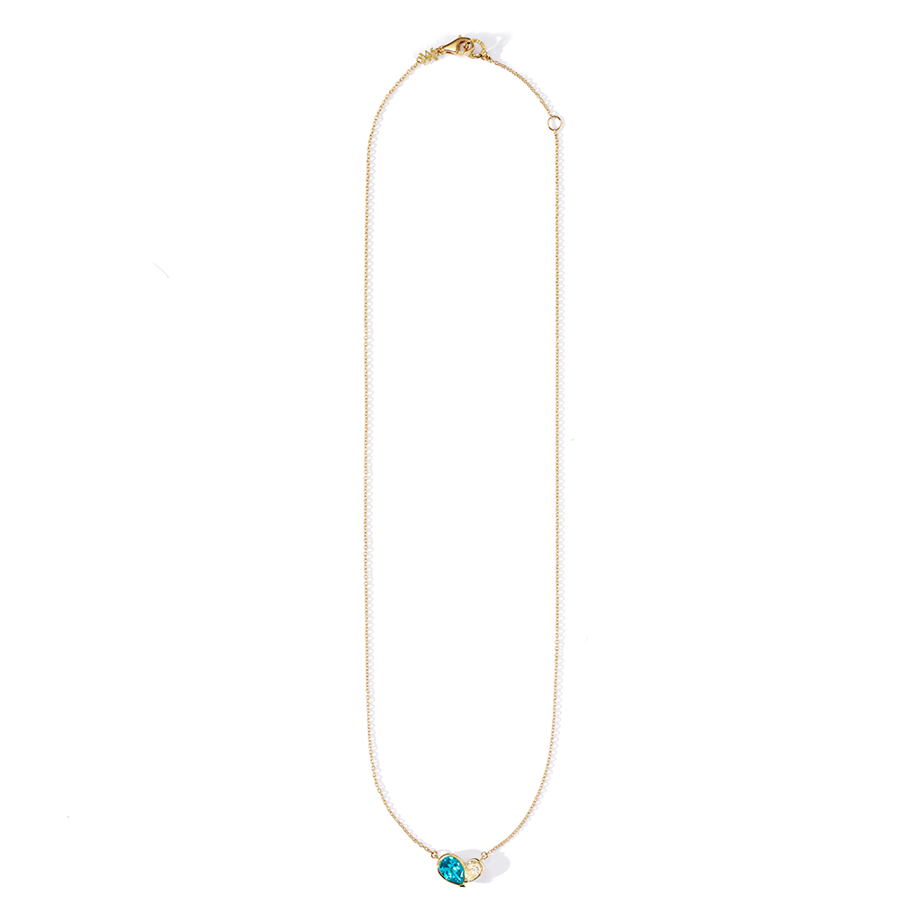 18K Blue Topaz Duo Heart Necklace | MILAMORE USA 18K Blue Topaz Duo Heart Necklace | MILAMORE USA