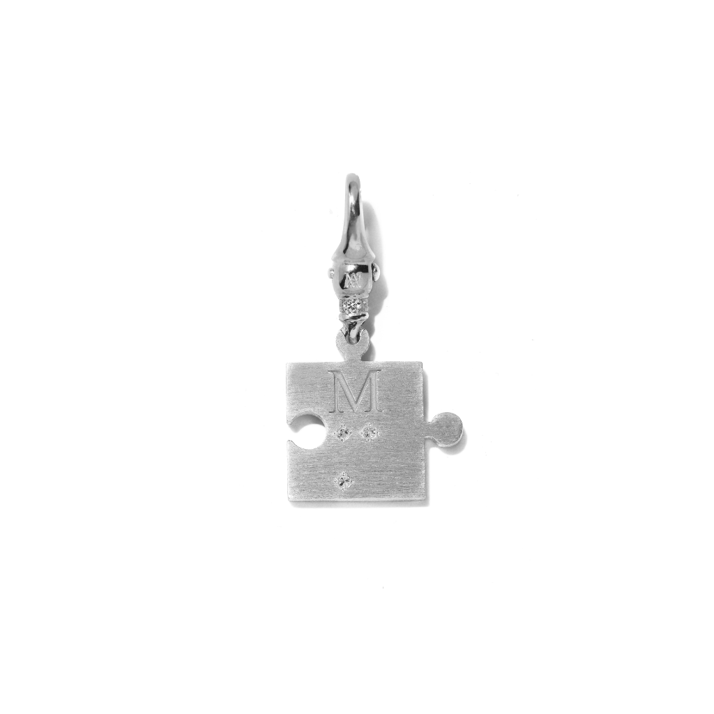 Diamond Braille Mini Silver Puzzle Charm