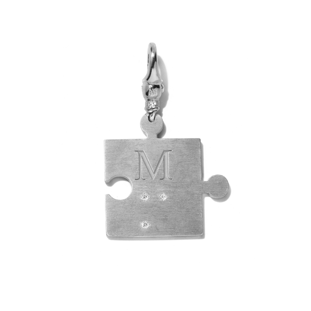 Diamond Braille Silver Puzzle Charm