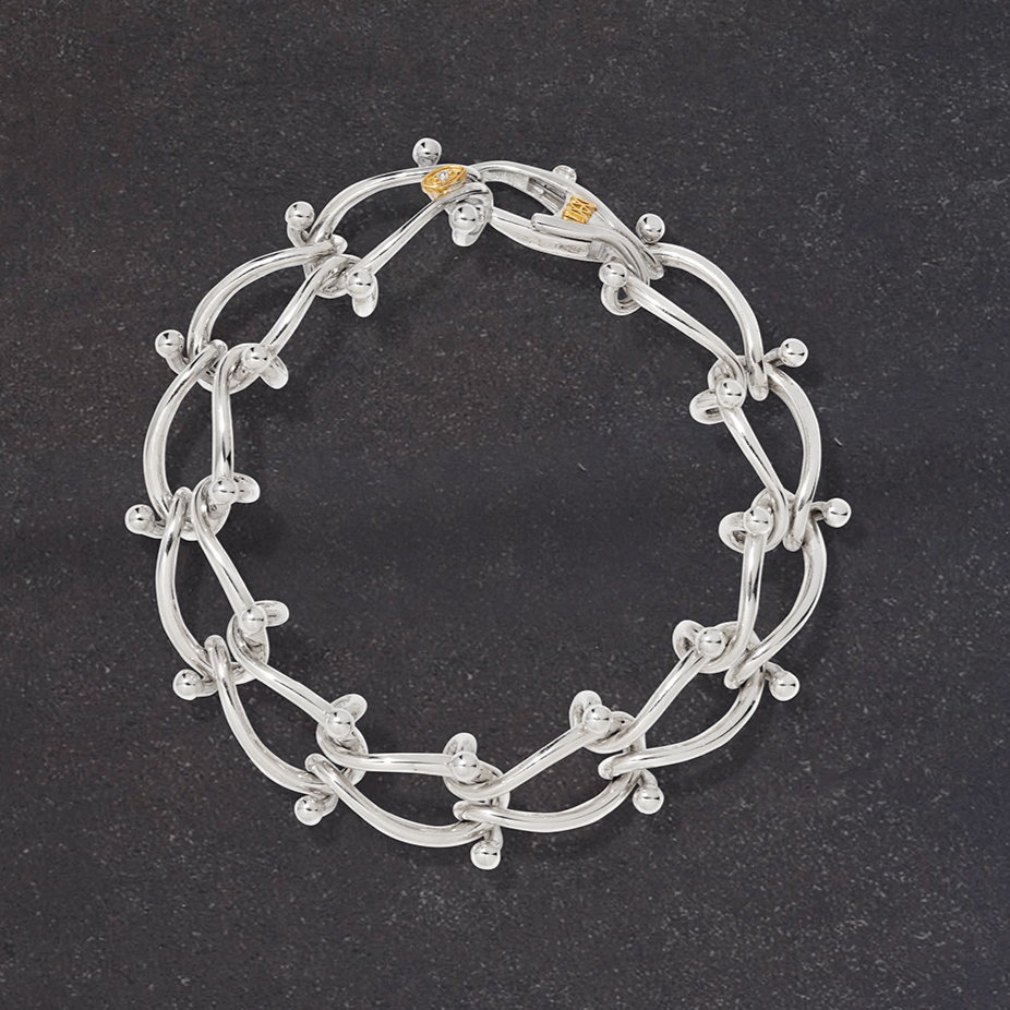 HASSOU Puzzle Chain Silver Bracelet - Mens