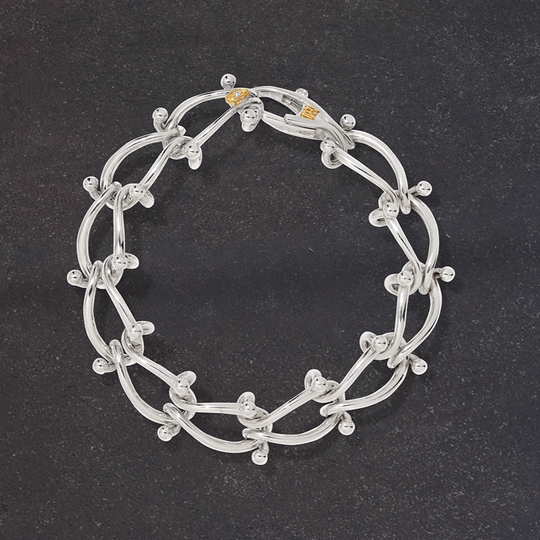 HASSOU Puzzle Chain Silver Bracelet - Mens