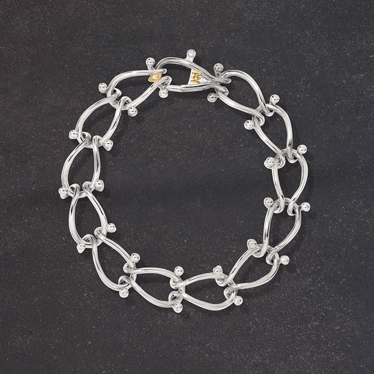 HASSOU Puzzle Chain Jr. Silver Bracelet- Mens
