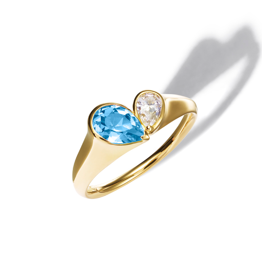 Blue Topaz Duo Heart Cocktail Ring