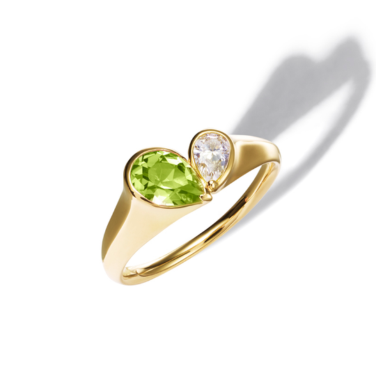 Peridot Duo Heart Cocktail Ring