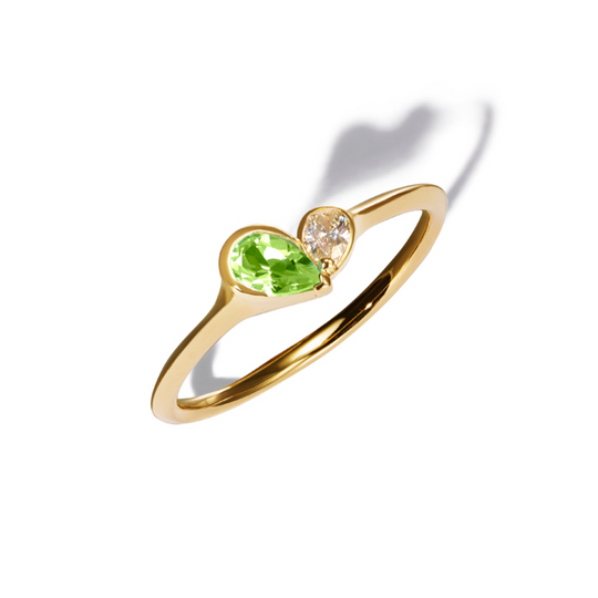 Peridot Mini Duo Heart Ring