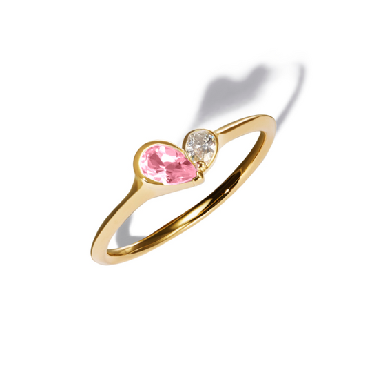 Pink Tourmaline Mini Duo Heart Ring