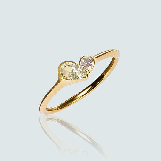 Mini Diamond Duo Heart Ring -Bridal
