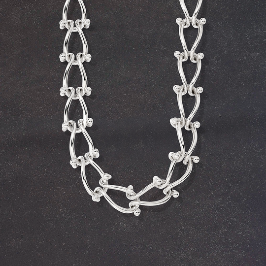 HASSOU Puzzle Chain Silver Necklace - Mens