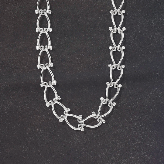 HASSOU Puzzle Chain Jr. Silver Necklace - Mens
