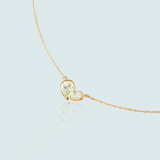 Duo Heart Pendant Necklace - Bridal