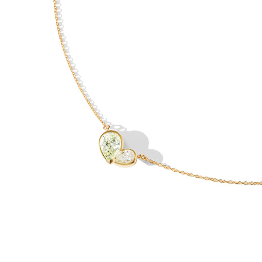 Duo Heart Pendant Necklace (Diamond/Diamond)