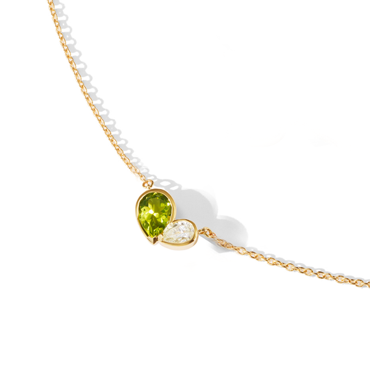 Mini Peridot Duo Heart Necklace