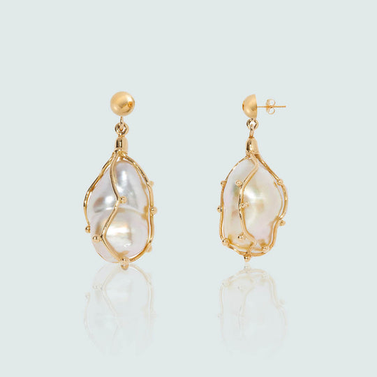Kintsugi Pearl Drop Earrings (Bridal)