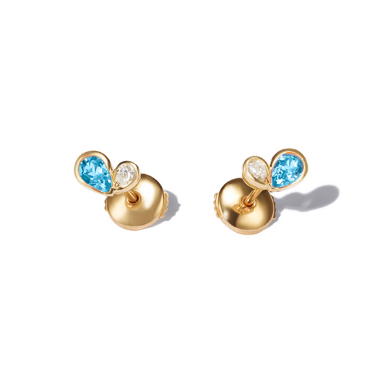 Blue Topaz Duo Heart Studs