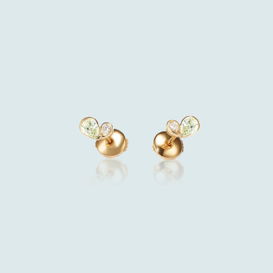 Duo Heart Studs - Bridal
