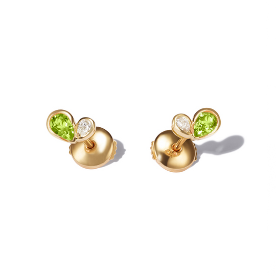 Peridot Duo Heart Studs