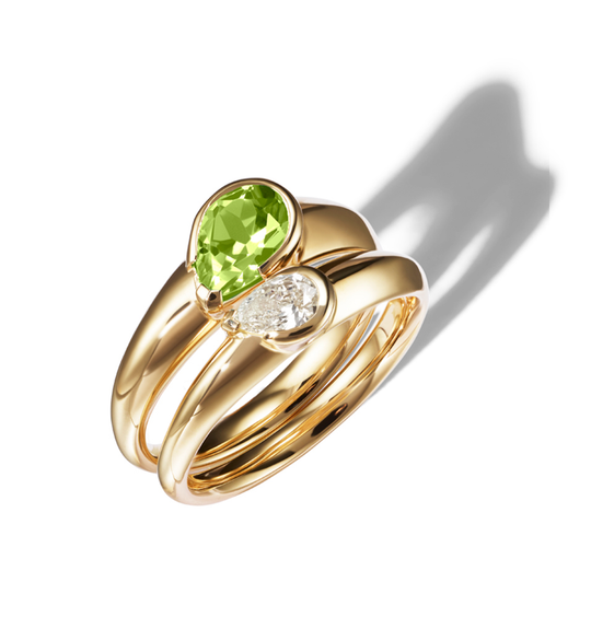 Peridot Duo Heart Stacking Ring