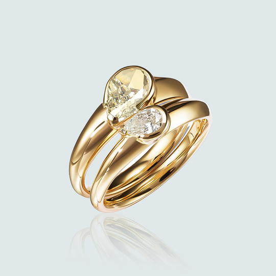 Duo Heart Diamond Stacking Ring Set- Bridal