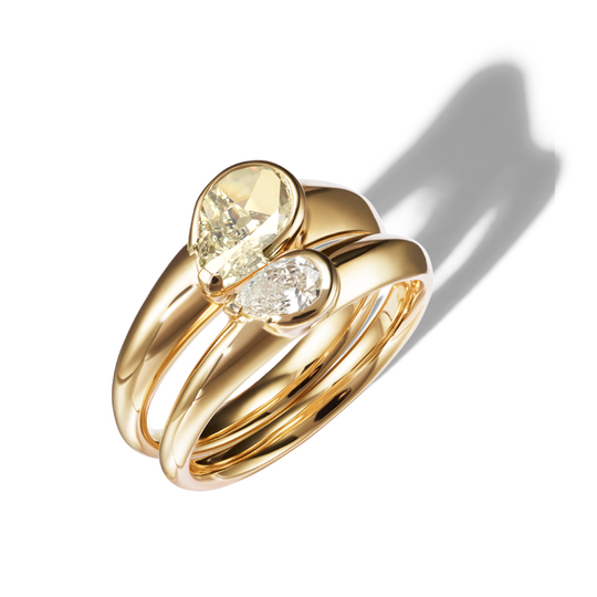 Duo Heart Diamond Stacking Ring