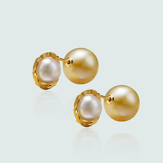 Kintsugi Duo Pearl Earring - Bridal