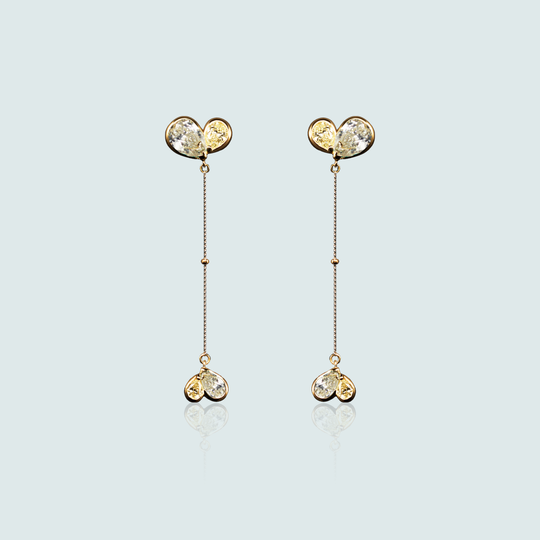 Duo Heart Balloon Drop Earrings - Bridal