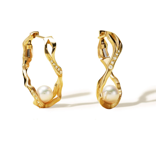 Kintsugi Infinity Diamond/ Pearl Hoops