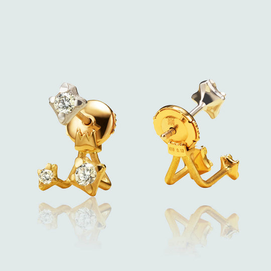 Hanabi Triple Diamond Ear Jackets - Bridal