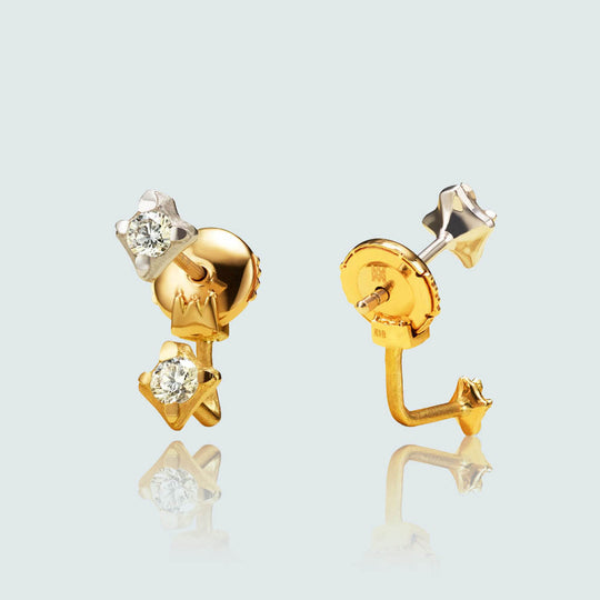 Hanabi Double Diamond Ear Jackets - Bridal