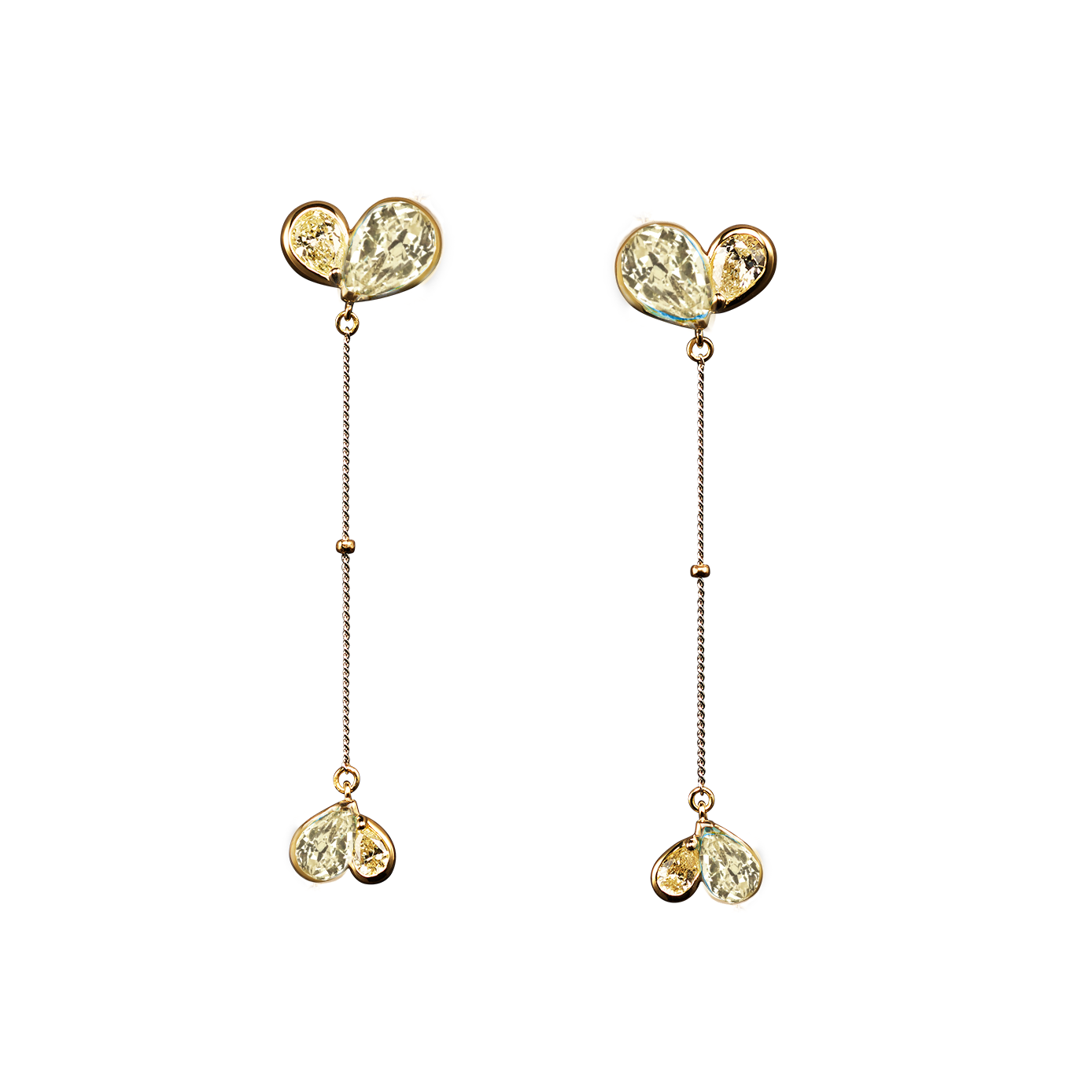 Duo Heart Balloon Drop Earrings (Diamond)