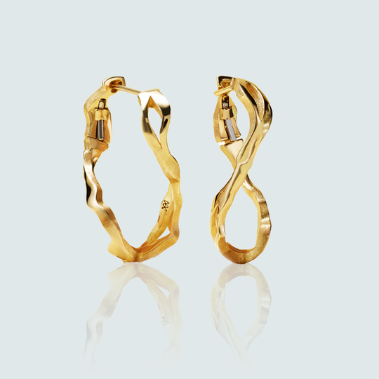 Kintsugi Infinity Hoop Earrings Solid Gold - Bridal