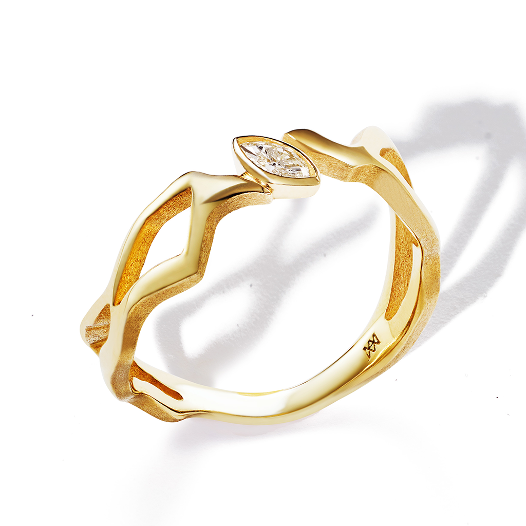 Natural Diamond Kintsugi Ring with 18kt Gold | MILAMORE USA