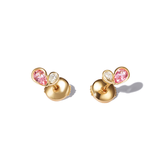 Pink Tourmaline Duo Heart Studs