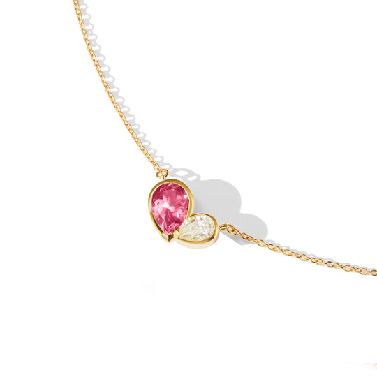 Pink Tourmaline Duo Heart Necklace