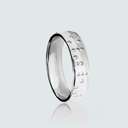 Platinum Braille 'SOULMATE' Ring - Bridal