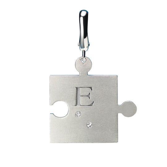 Diamond Braille Puzzle Piece Charm WG